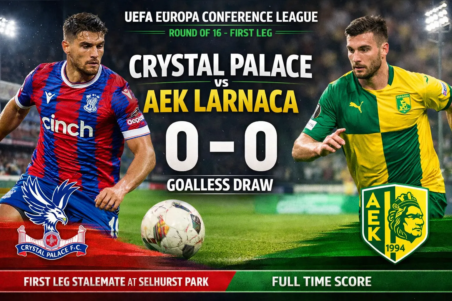 Crystal Palace vs AEK Larnaca: Round 16 First Leg Match Draw
